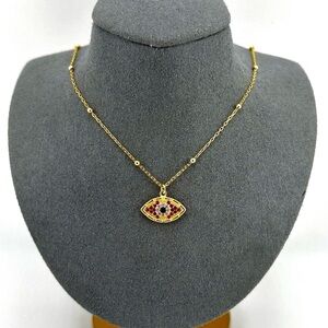 18K Gold Plated over 925 Sterling Silver Luxury Evil Eye Necklace
